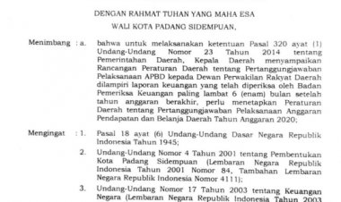 PERDA PERTANGGUNG JAWABAN PELAKSANAAN APBD 2020