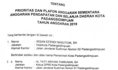 PRIORITAS PLAFON ANGGARAN APBD 2019