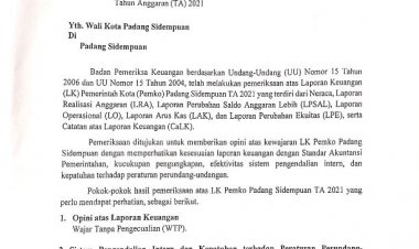 LHP Pemko Padang Sidempuan TA 2021