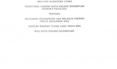 PERDA KOTA PADANGSIDIMPUAN NO 9 THN 2021