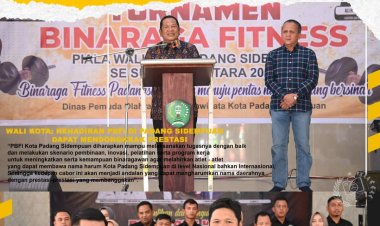 Wali Kota Padang Sidempuan Irsan Efendi Nasution menghadiri pelantikan Persatuan Binaraga Fitness Indonesia (PBFI) Kota Padang Sidempuan periode 2021-2025