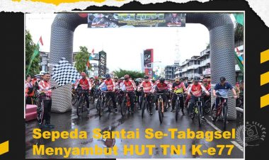 Dandim 0212/TS Letkol Inf. Amrizal Nasution melepas Peserta Sepeda Santai (Fun Bike) dalam rangka menyambut HUT TNI Ke-77