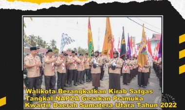 Upacara pemberangkatan Kirab Satgas Tangkal NAPZA ( Narkotika, Psikotropika & Zat Adiktif ) Gerakan Pramuka Kwartir Daerah Sumatera Utara Tahun 2022 yang melintasi 17 Kabupaten Kota