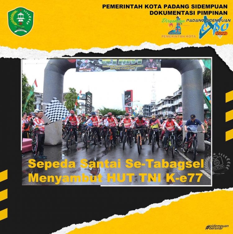 Dandim 0212/TS Letkol Inf. Amrizal Nasution melepas Peserta Sepeda Santai (Fun Bike) dalam rangka menyambut HUT TNI Ke-77