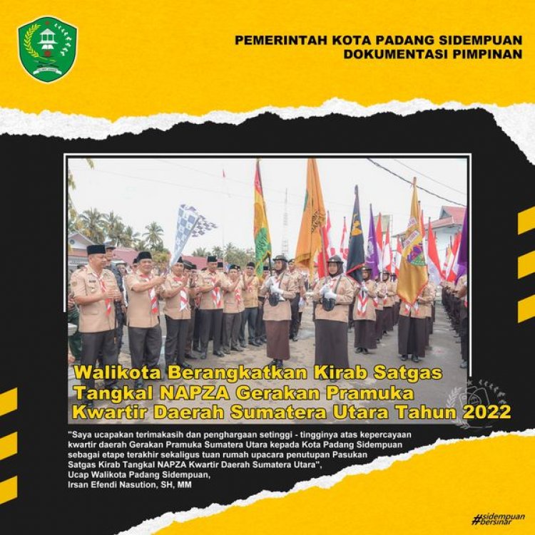 Upacara pemberangkatan Kirab Satgas Tangkal NAPZA ( Narkotika, Psikotropika & Zat Adiktif ) Gerakan Pramuka Kwartir Daerah Sumatera Utara Tahun 2022 yang melintasi 17 Kabupaten Kota