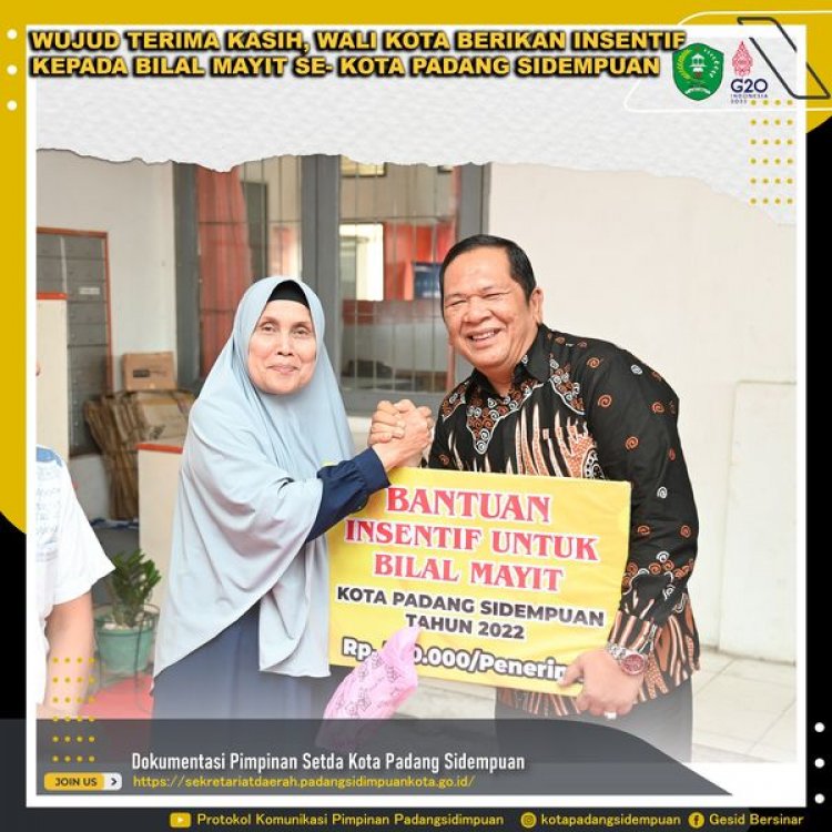 Wali Kota Irsan Efendi Nasution Berikan Insentif 100 Juta Rupiah Kepada Bilal Mayit Se-Kota Padang Sidempuan
