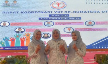 Yayasan Kanker Indonesia (YKI) cabang Padangsidimpuan bersama TP.PKK dan Dharma Wanita Persatuan Kota Padangsidimpuan ikuti Rapat Koordinasi (Rakor) pengurus YKI se Sumatera Utara