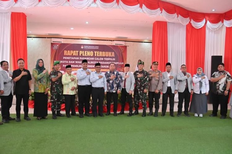 Komisi Pemilihan Umum (KPU) Kota Padangsidimpuan menyelenggarakan Rapat Pleno Terbuka Penetapan Pasangan Calon Terpilih Wali Kota dan Wakil Wali Kota Padangsidimpuan pada Pemilihan Serentak tahun 2024