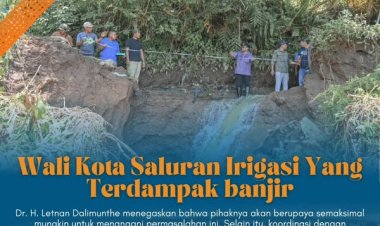 Wali Kota Padangsidimpuan, Dr. H. Letnan Dalimunthe, SKM, M.Kes, meninjau beberapa saluran irigasi yang mengalami kerusakan akibat banjir dan tanah longsor