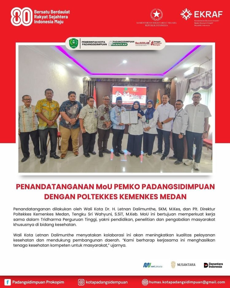 PENANDATANGANAN MoU PEMKO PADANGSIDIMPUAN DENGAN POLTEKKES KEMENKES MEDAN