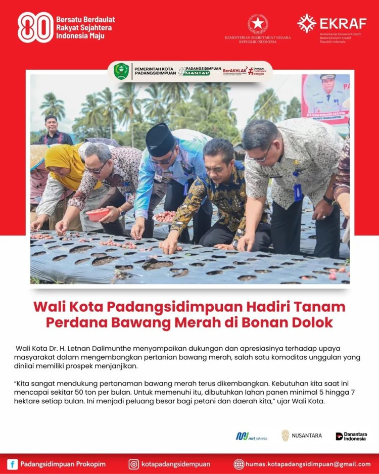 Wali Kota Padangsidimpuan Hadiri Tanam Perdana Bawang Merah di Bonan Dolok