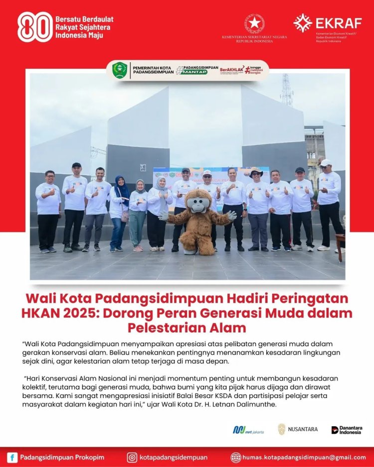 Wali Kota Padangsidimpuan Hadiri Peringatan HKAN 2025: Dorong Peran Generasi Muda dalam Pelestarian Alam