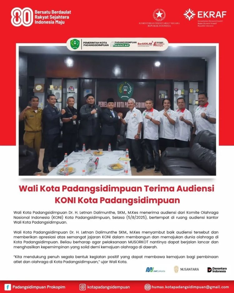Wali Kota Padangsidimpuan Terima Audiensi KONI Kota Padangsidimpuan