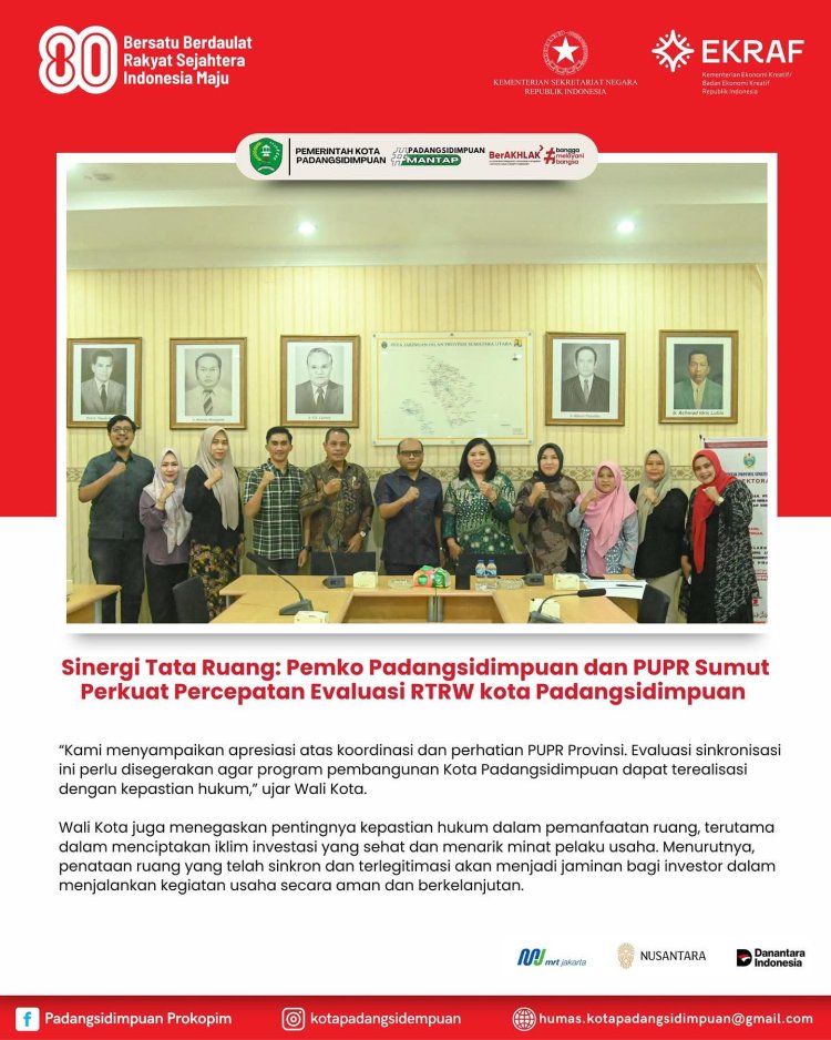 Sinergi Tata Ruang: Pemko Padangsidimpuan dan PUPR Sumut Perkuat Percepatan Evaluasi RTRW kota Padangsidimpuan 