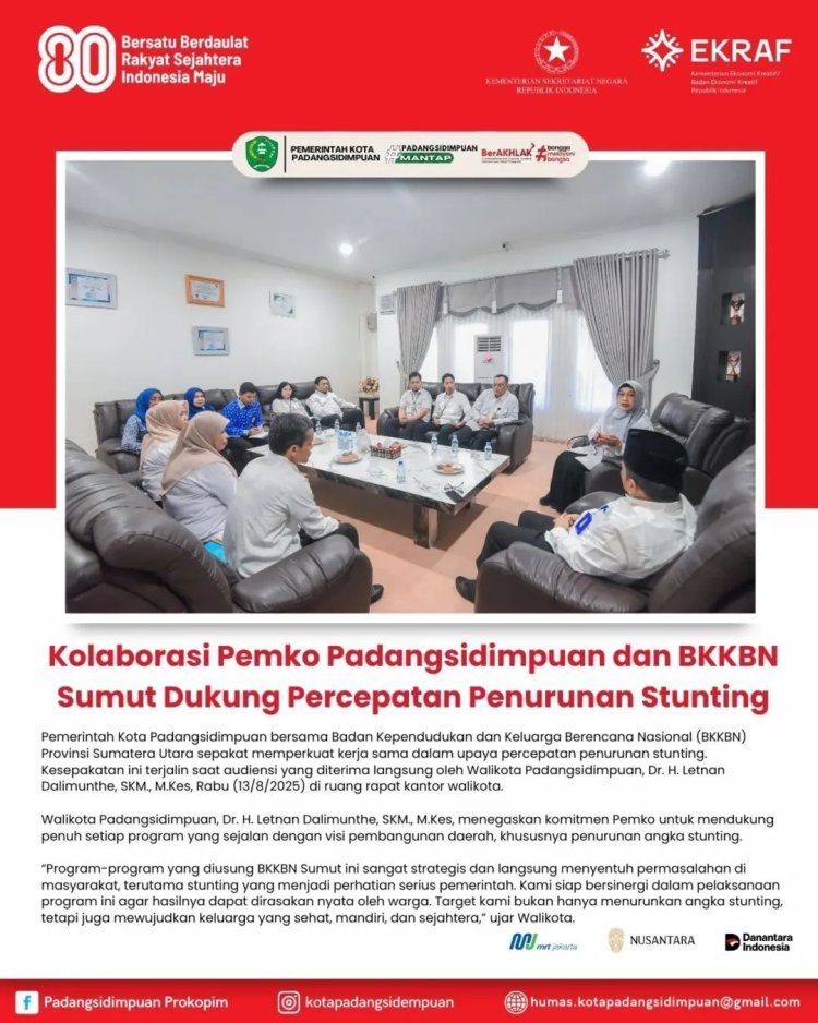 Kolaborasi Pemko Padangsidimpuan dan BKKBN Sumut Dukung Percepatan Penurunan Stunting