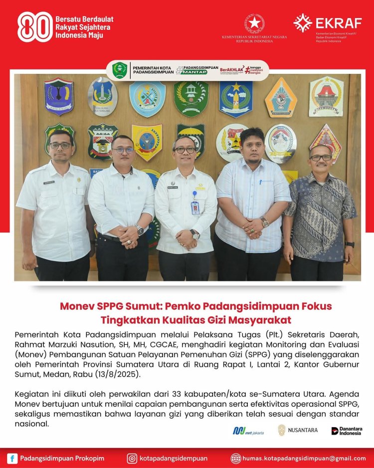 Monev SPPG Sumut: Pemko Padangsidimpuan Fokus Tingkatkan Kualitas Gizi Masyarakat
