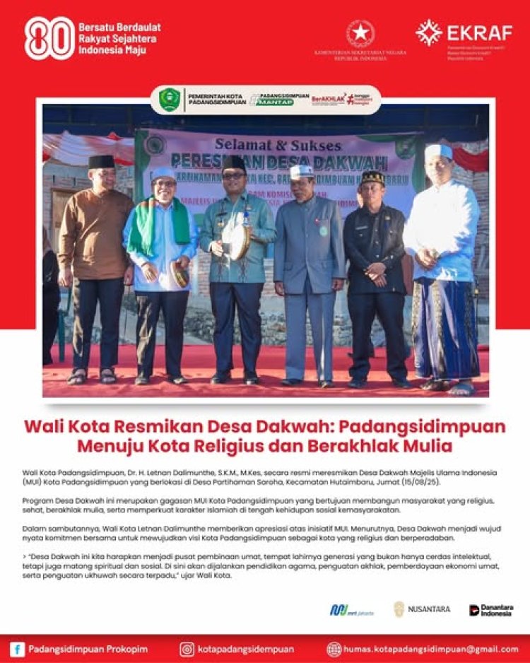 Wali Kota Resmikan Desa Dakwah: Padangsidimpuan Menuju Kota Religius dan Berakhlak Mulia