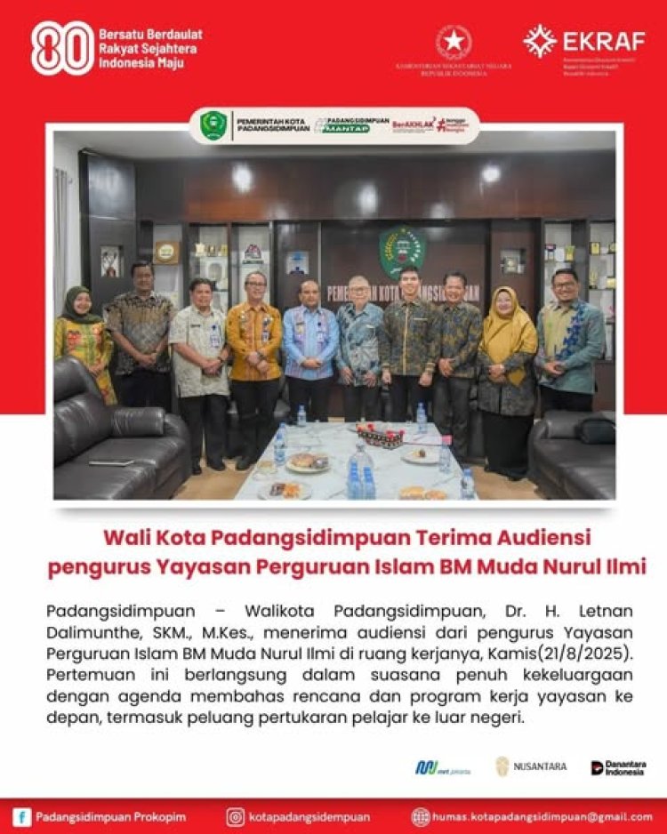 Walikota Padangsidimpuan Terima Audiensi Pengurus Yayasan Perguruan Islam BM Muda Nurul Ilmi