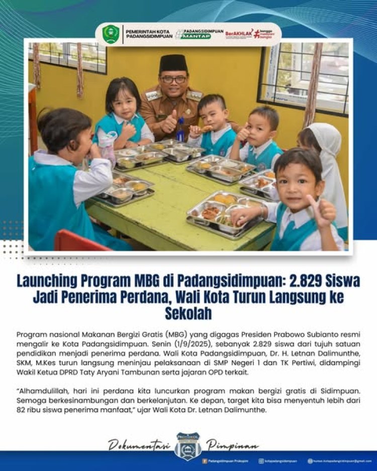 Launching Program MBG di Padangsidimpuan: 2.829 Siswa Jadi Penerima Perdana, Wali Kota Turun Langsung ke Sekolah
