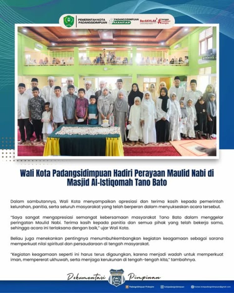 Wali Kota Padangsidimpuan menghadiri perayaan Maulid Nabi Muhammad SAW