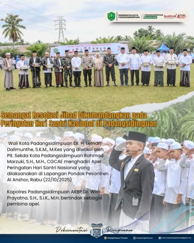 Semangat Resolusi Jihad Dikumandangkan pada Peringatan Hari Santri Nasional di Padangsidimpuan