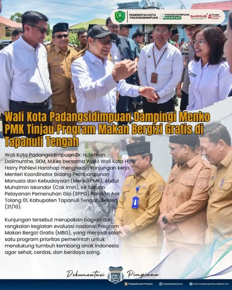 Wali Kota Padangsidimpuan Dampingi Menko PMK Tinjau Program Makan Bergizi Gratis di Tapanuli Tengah