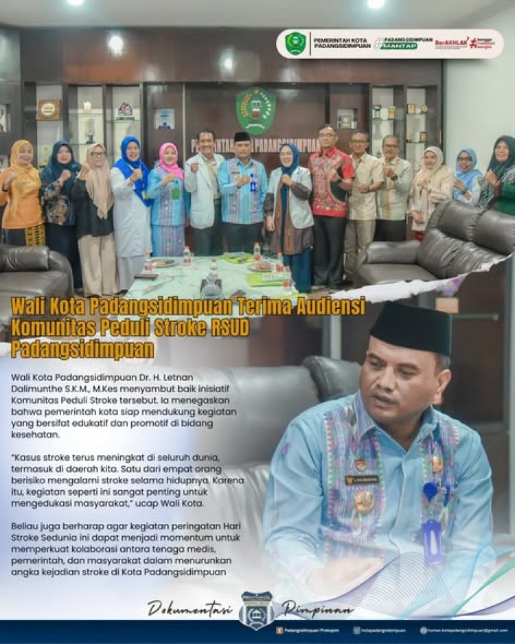 Wali Kota Padangsidimpuan Terima Audiensi Komunitas Peduli Stroke RSUD Padangsidimpuan