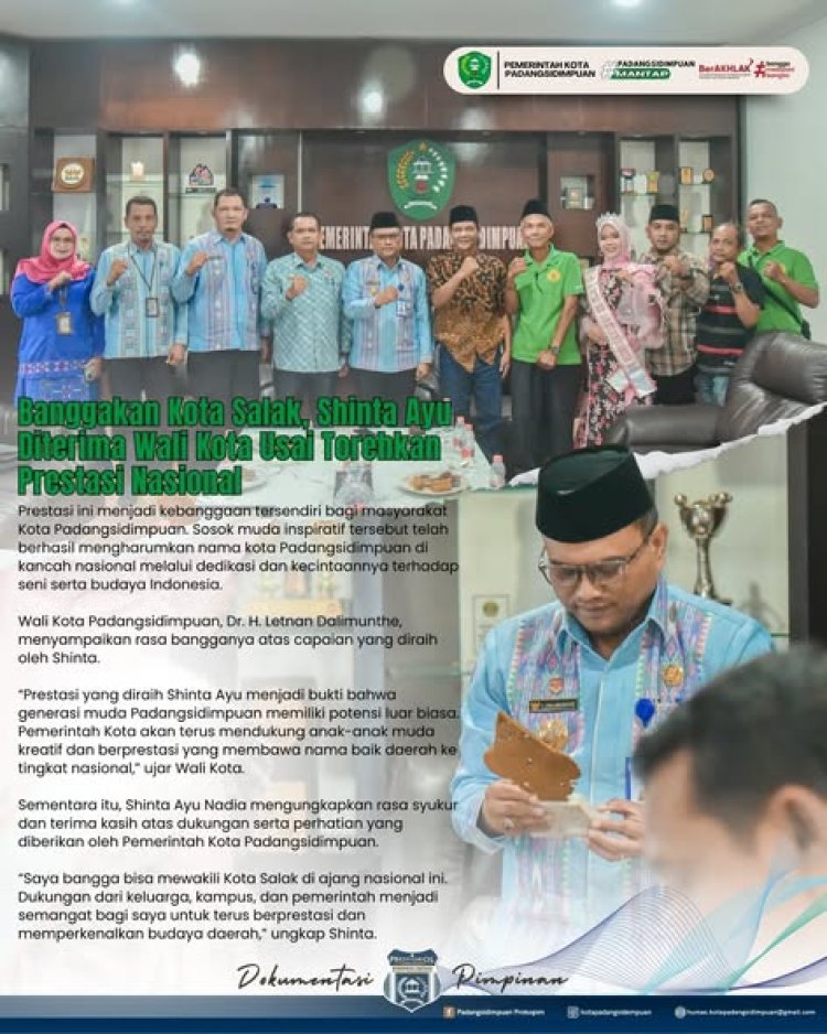 Banggakan Kota Salak, Shinta Ayu Diterima Wali Kota Usai Torehkan Prestasi Nasional