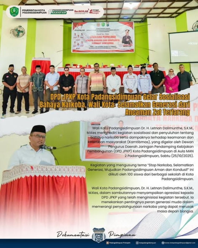 DPD JPKP Kota Padangsidimpuan Gelar Sosialisasi Bahaya Narkoba, Wali Kota: Selamatkan Generasi dari Ancaman Zat Terlarang