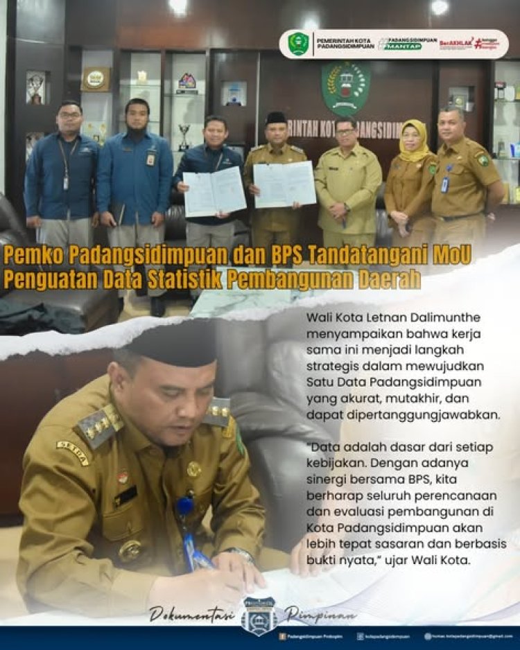 Pemko Padangsidimpuan dan BPS Tandatangani MoU Penguatan Data Statistik Pembangunan Daerah