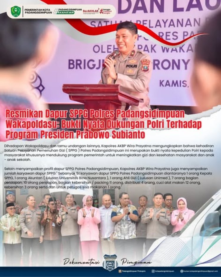 Wakapoldasu Resmikan Dapur SPPG Polres Padangsidimpuan: Bukti Dukungan Polri terhadap Program Presiden Prabowo