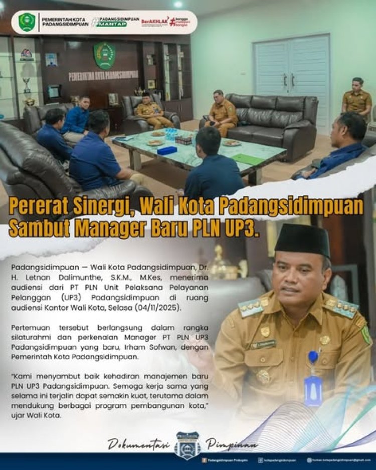 Pererat Sinergi, Wali Kota Padangsidimpuan Sambut Manager Baru PLN UP3