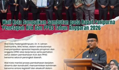 Wali Kota Sampaikan Sambutan pada Rapat Paripurna Penetapan KUA dan PPAS Tahun Anggaran 2026