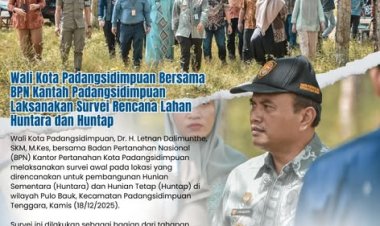 Wali Kota Padangsidimpuan Bersama BPN Kantah Padangsidimpuan Laksanakan Survei Rencana Lahan Huntara dan Huntap