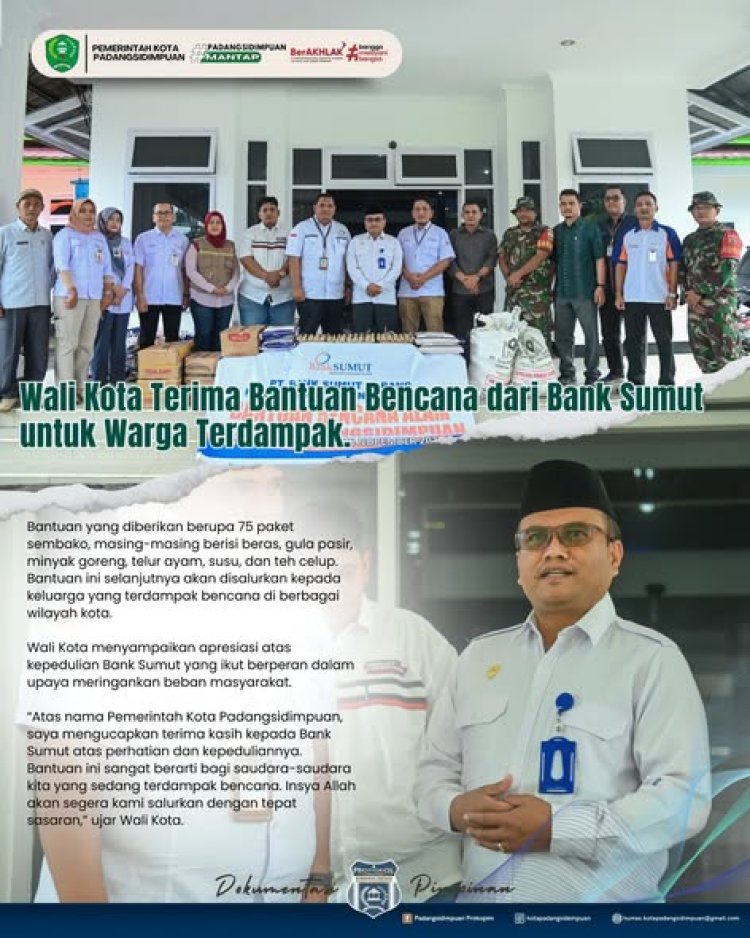 Wali Kota Terima Bantuan Bencana dari Bank Sumut untuk Warga Terdampak