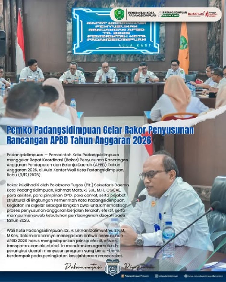 Pemko Padangsidimpuan Gelar Rakor Penyusunan Rancangan APBD Tahun Anggaran 2026