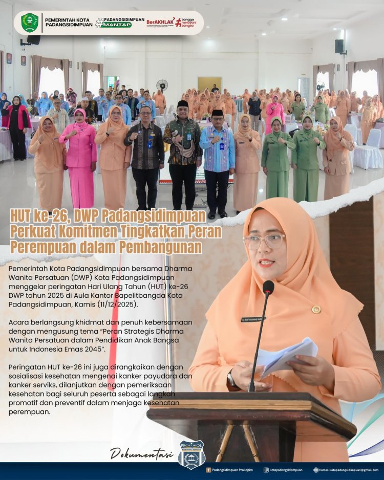 HUT ke-26, DWP Padangsidimpuan Perkuat Komitmen Tingkatkan Peran Perempuan dalam Pembangunan