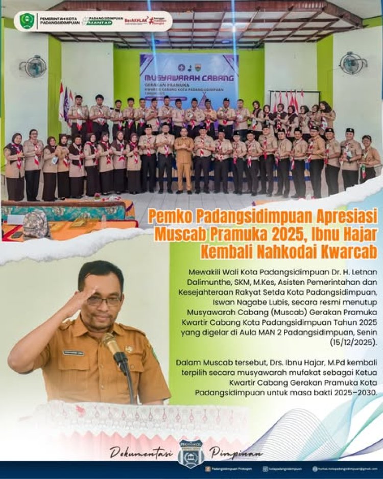Pemko Padangsidimpuan Apresiasi Muscab Pramuka 2025, Ibnu Hajar Kembali Nahkodai Kwarcab