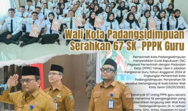 Wali Kota Padangsidimpuan Serahkan 67 SK PPPK Guru