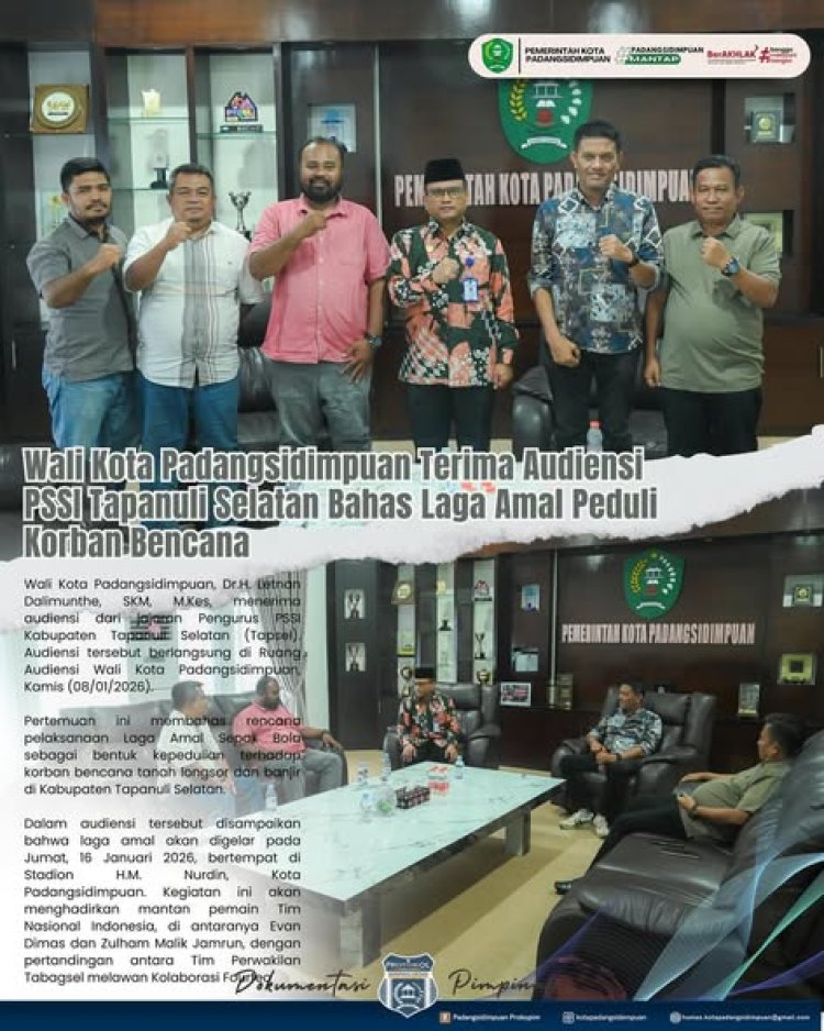 Wali Kota Padangsidimpuan menerima audiensi dari jajaran Pengurus PSSI Kabupaten Tapanuli Selatan