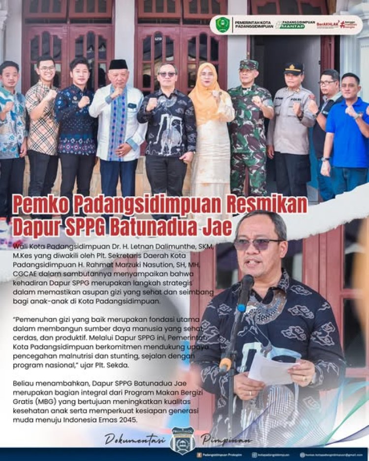 Pemko Padangsidimpuan Resmikan Dapur SPPG Batunadua Jae