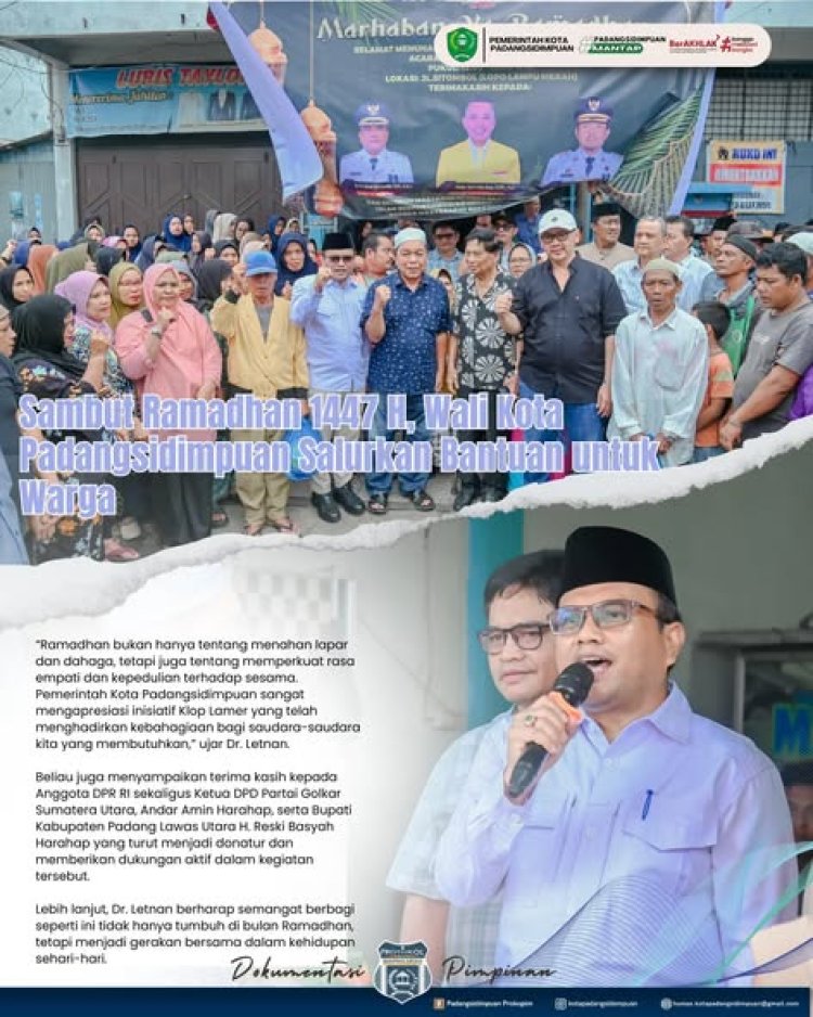 Wali Kota Padangsidimpuan Salurkan Bantuan untuk Warga Menyambut Bulan Suci Ramadhan 1447 Hijriah