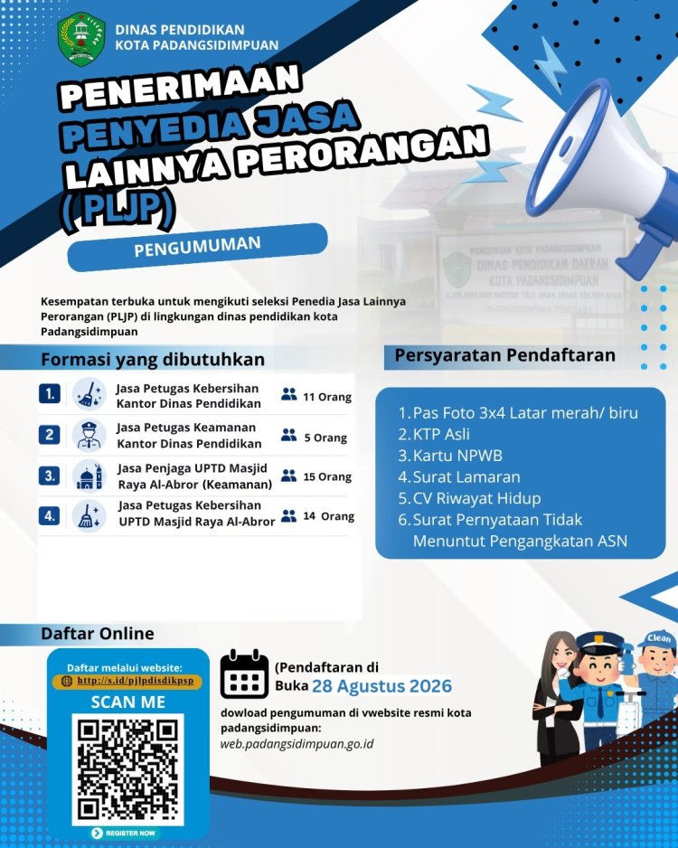 PERIMAAN PJLP DINAS PENDIDIKAN KOTA PADANGSIDIMPUAN 2026