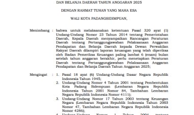 PERDA Pertanggungjawaban Anggaran Tahun 2025
